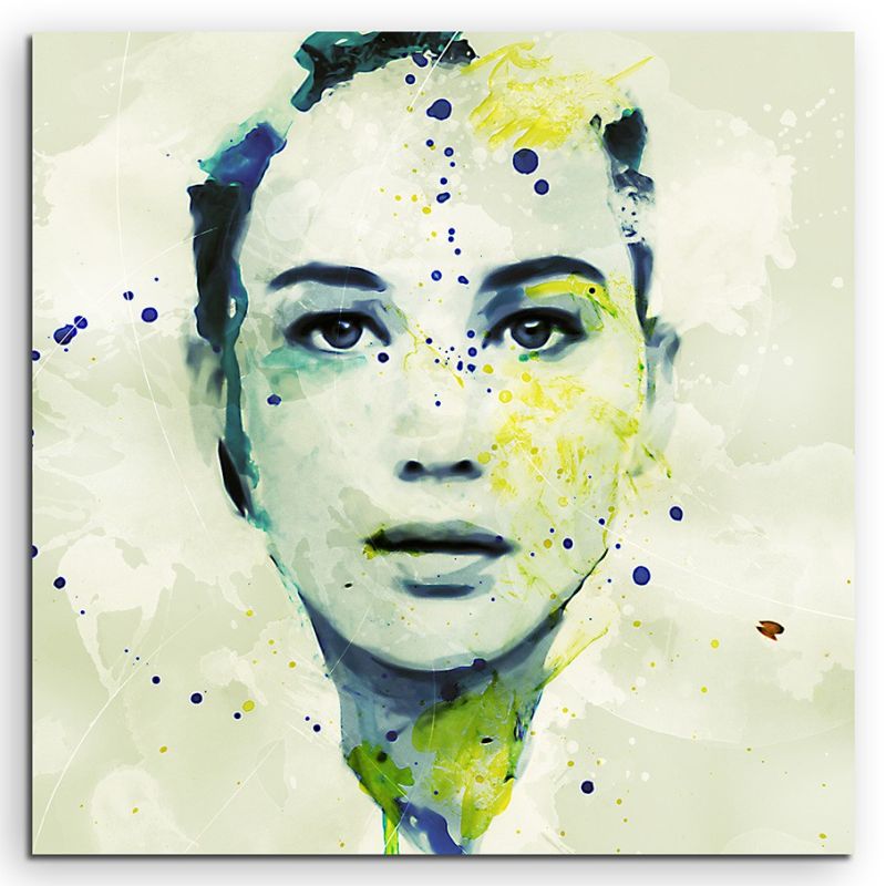 Jennifer Lawrence Splash 60x60cm Kunstbild als Aquarell auf Leinwand