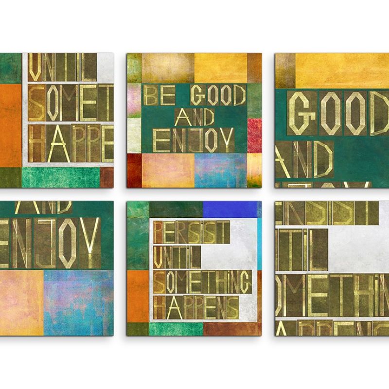 6 teiliges Leinwandbild je 30x30cm –  Abstrakt Muster Be Good and Enjoy