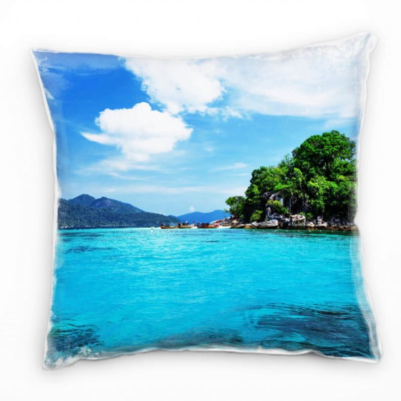 Meer, türkis, grün, tropische Insel, Thailand Deko Kissen 40x40cm für Couch Sofa Lounge Zierkissen