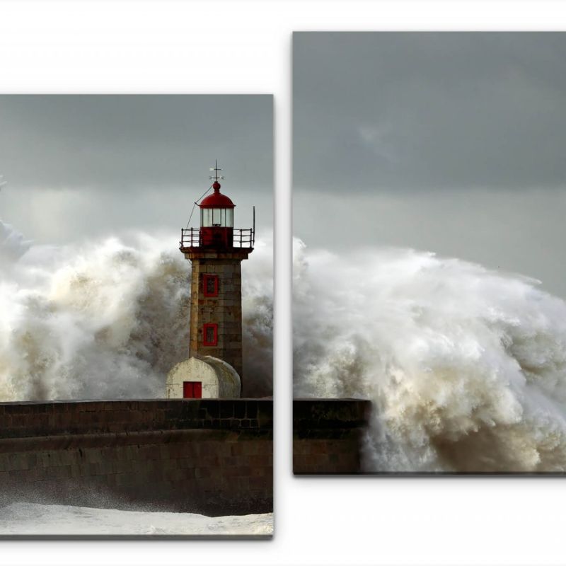 Leuchtturm im Meer Wandbild in verschiedenen Größen