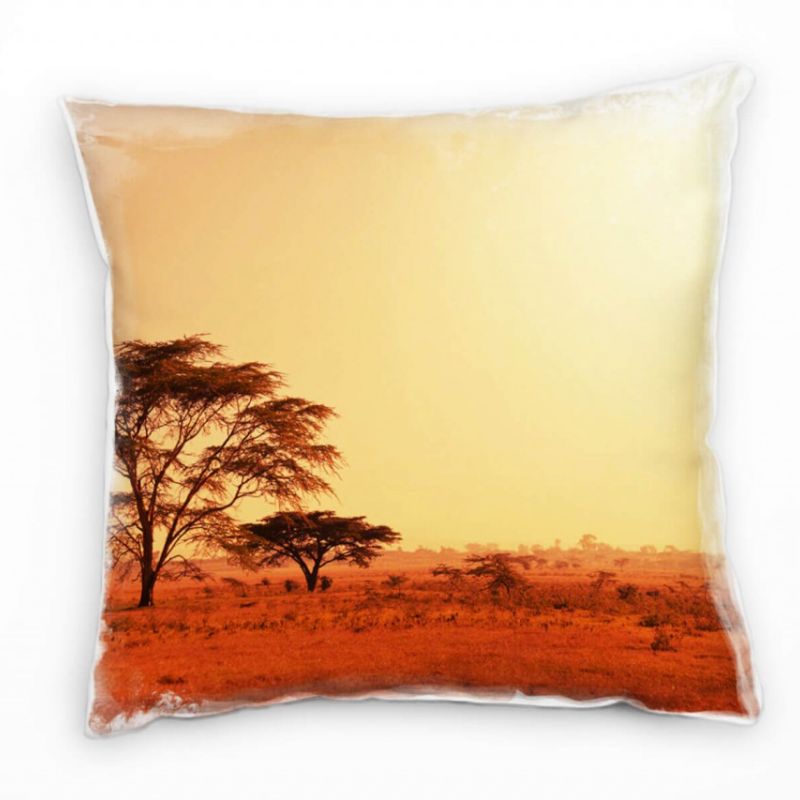 Wüste, Landschaft, orange, gelb, Savanne, Afrika Deko Kissen 40x40cm für Couch Sofa Lounge Zierkisse