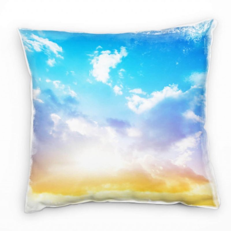 Natur, blau, orange, Himmel, Sonne, Wolken Deko Kissen 40x40cm für Couch Sofa Lounge Zierkissen