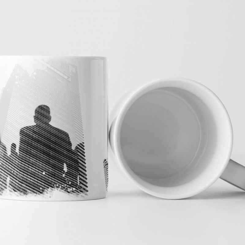 Tasse Geschenk Künstlerische Fotografie – Wolkenkratzer mit spiegelndem Menschen