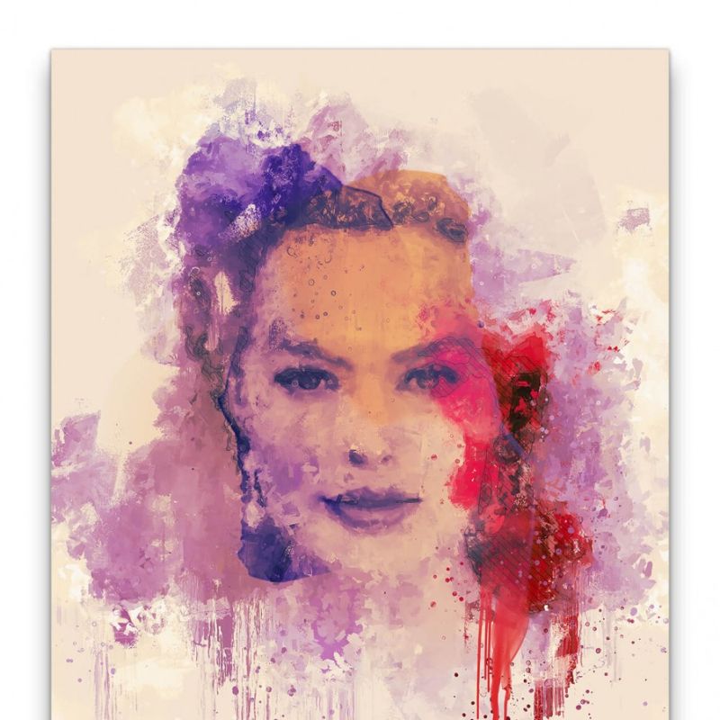 Margot Robbie Porträt Abstrakt Kunst Schauspielerin Farbenfroh 60x90cm Leinwandbild