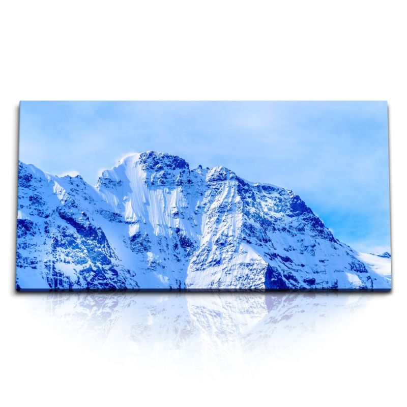 Kunstdruck Bilder 120x60cm Berggipfel Schneegipfel Blau Schnee Natur