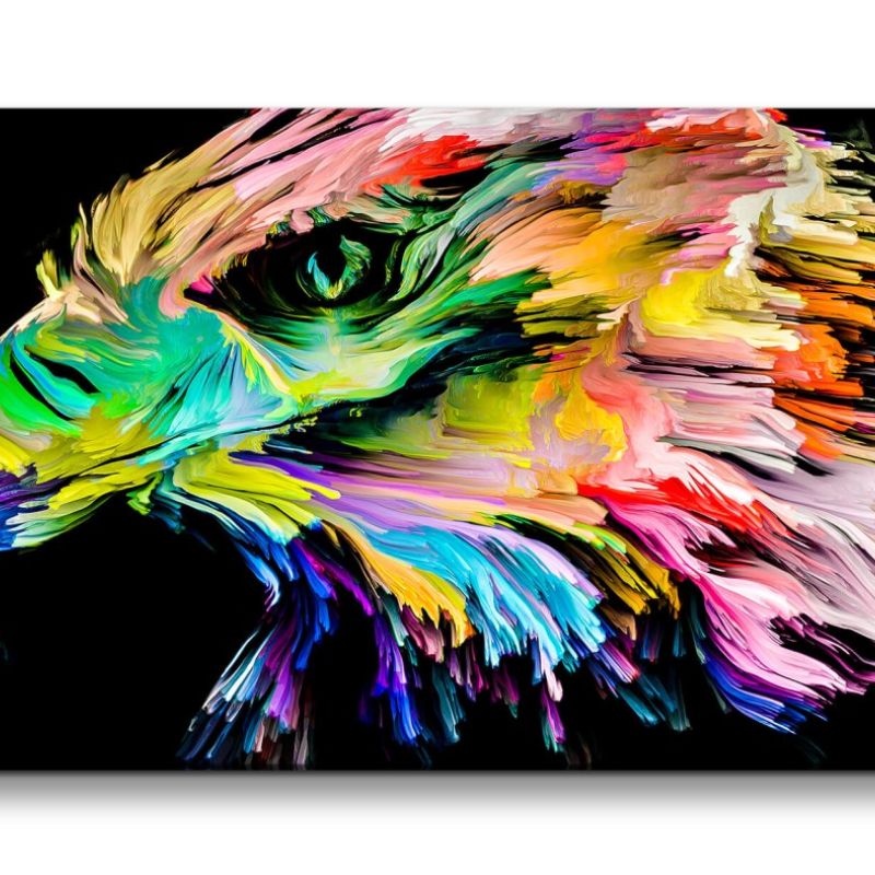 Leinwandbild 120x60cm Weißkopfadler Adler Raubvogel Farbenfroh Kunstvoll Abstrakt