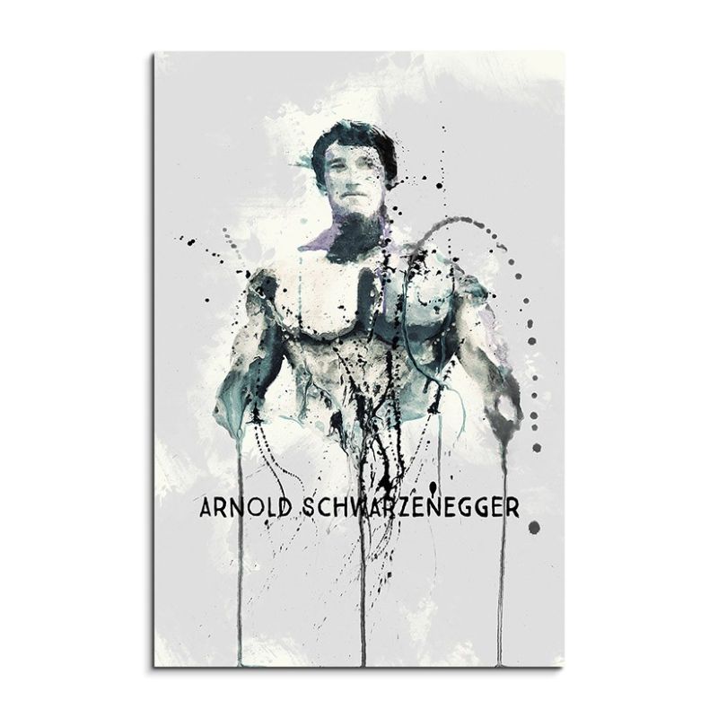 Arnold Schwarzenegger 90x60cm Aquarell Art Wandbild auf Leinwand fertig gerahmt Original Sinus Art