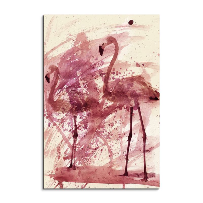 Flamingos 90x60cm  Aquarell Art Leinwandbild