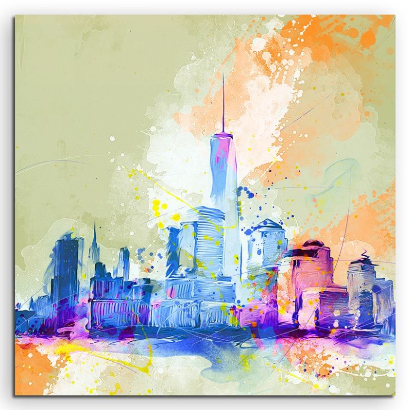 Skyline 60x60cm Aquarell Art Leinwandbild