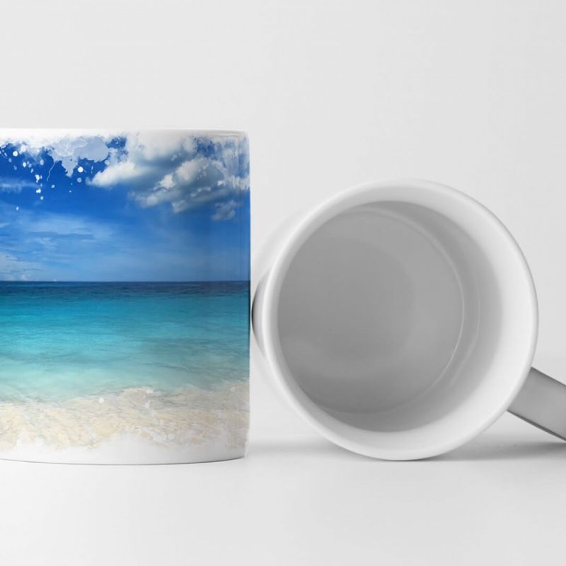 Tasse Geschenk Landschaftsfotografie – Strahlend blauer Himmel und Sandstrand