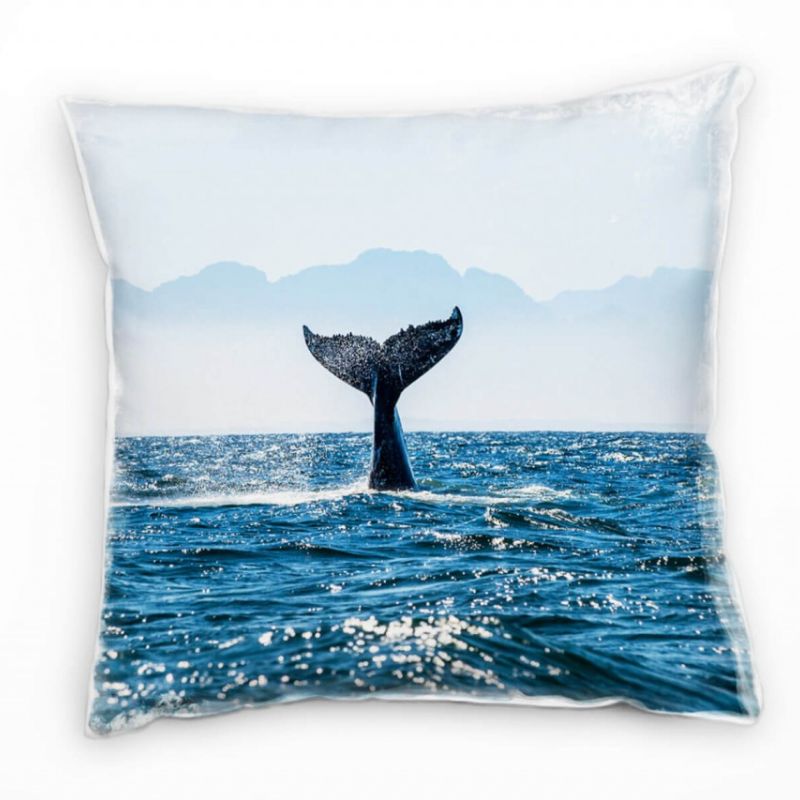 Tiere, Wal, Walflosse, Meer, blau Deko Kissen 40x40cm für Couch Sofa Lounge Zierkissen