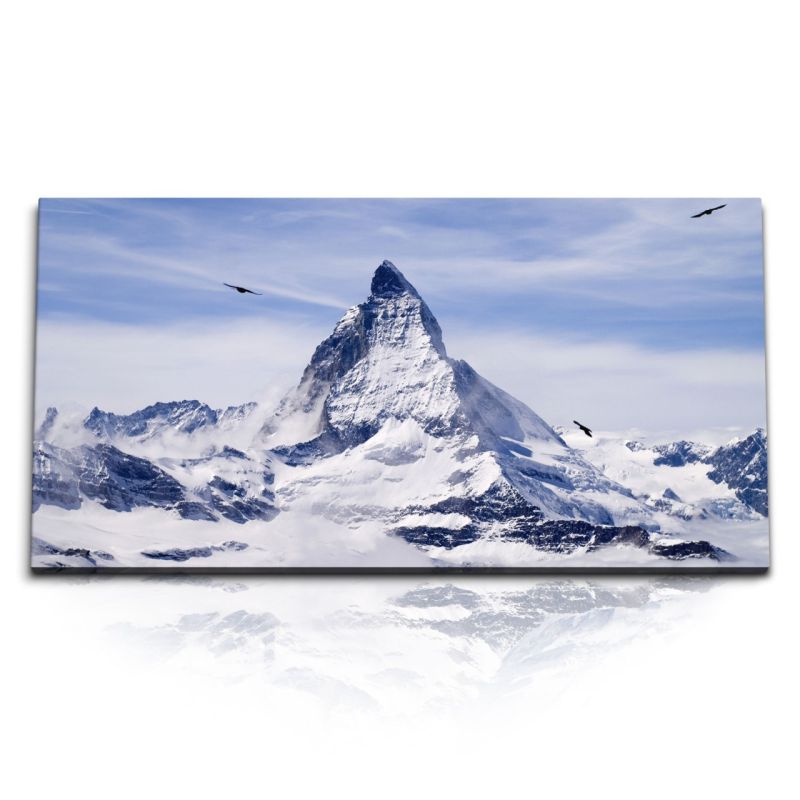 Kunstdruck Bilder 120x60cm Berggipfel Berg Alpen Schnee Weiß Gipfel