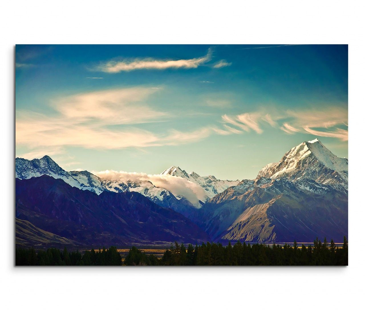 120x80cm Wandbild Neuseeland Nationalpark Berge Schnee