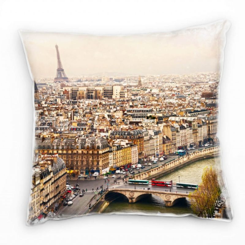 Urban uns City, braun, Paris, Eiffelturm, Frankreich Deko Kissen 40x40cm für Couch Sofa Lounge Zierk