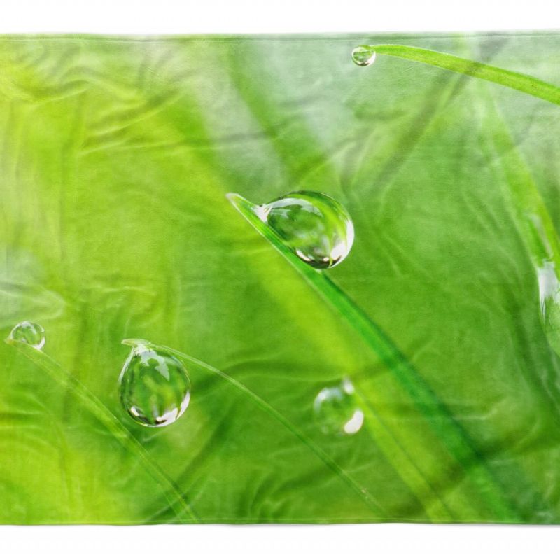 Handtuch Strandhandtuch Saunatuch Kuscheldecke  mit Fotomotiv Wassertropfen Gras