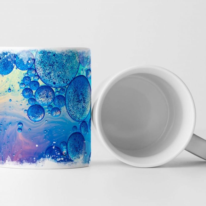 Tasse Geschenk Künstlerische Fotografie – Blaue Öltropfen