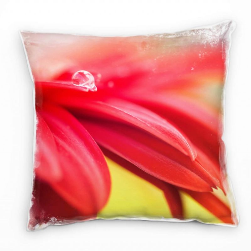 Macro, Blumen, Blütenblätter, rot, gelb Deko Kissen 40x40cm für Couch Sofa Lounge Zierkissen