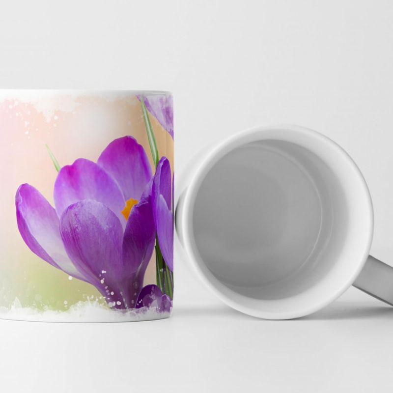 Tasse Geschenk Naturfotografie – Violette Krokusse