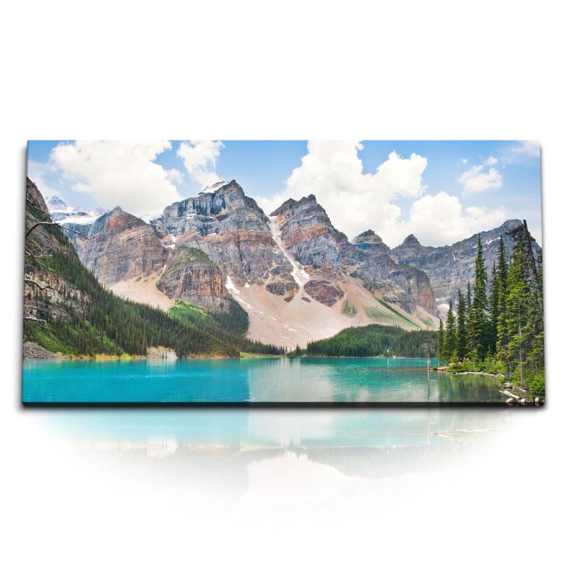 Kunstdruck Bilder 120x60cm Rocky Mountains USA Berge Bergsee Natur