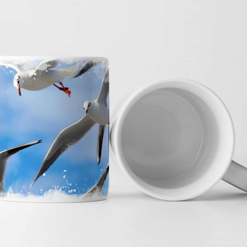 Tasse Geschenk Tierfotografie – Möwen im Wind