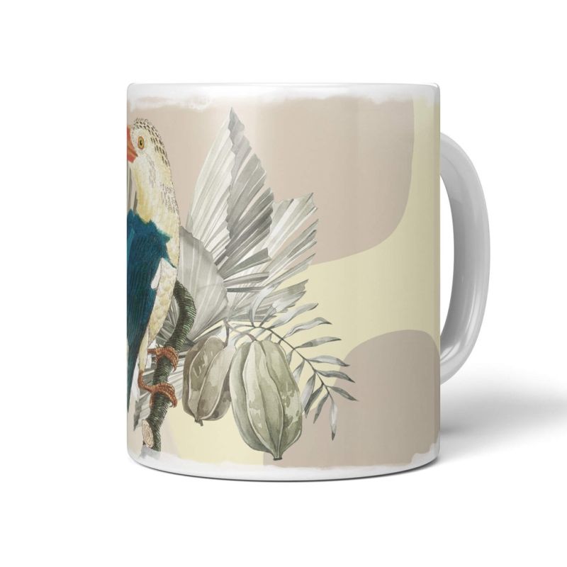 Dekorative Tasse mit schönem Vogel Motiv Alcedines Exotisch Pastelltöne Kunstvoll Einzigartig