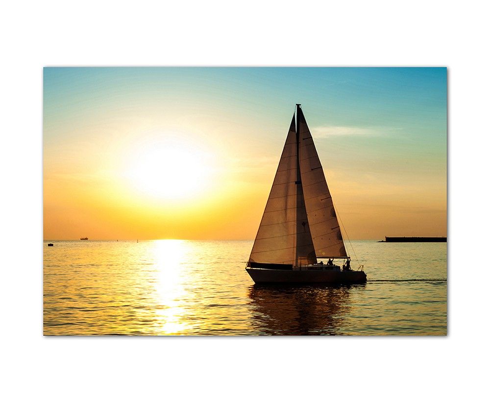 120x80cm Meer Segelboot Yacht Sonnenuntergang