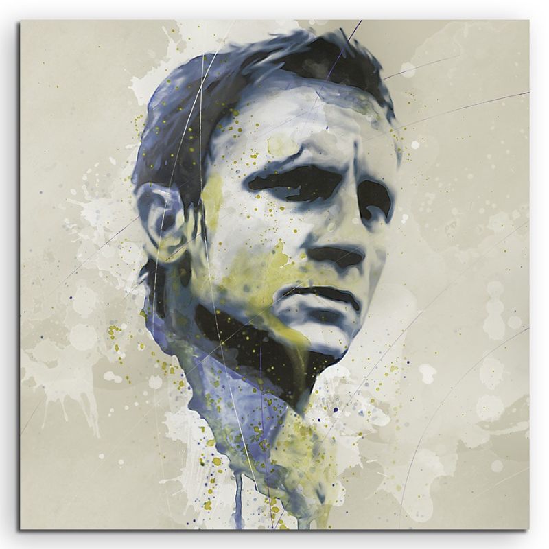 Daniel Craig Bond Splash 60x60cm Kunstbild als Aquarell auf Leinwand