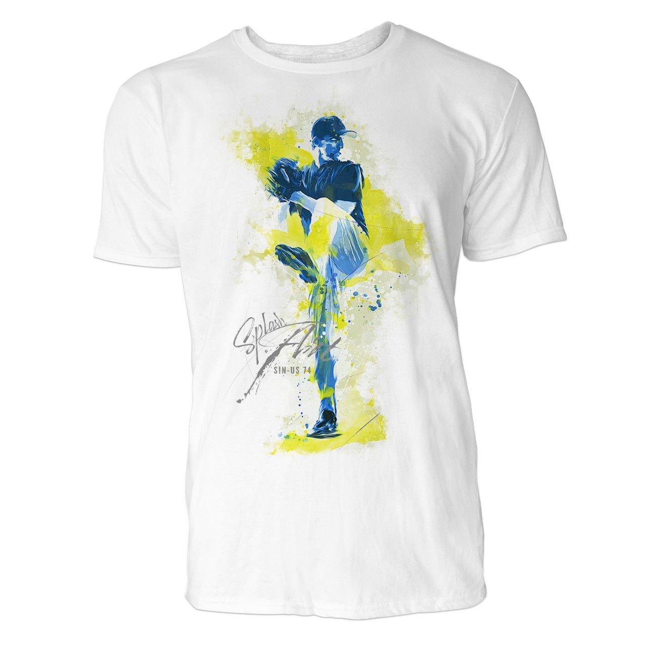 American Baseball Pitcher 1 Sinus Art ® T-Shirt Crewneck Tee with Frontartwork