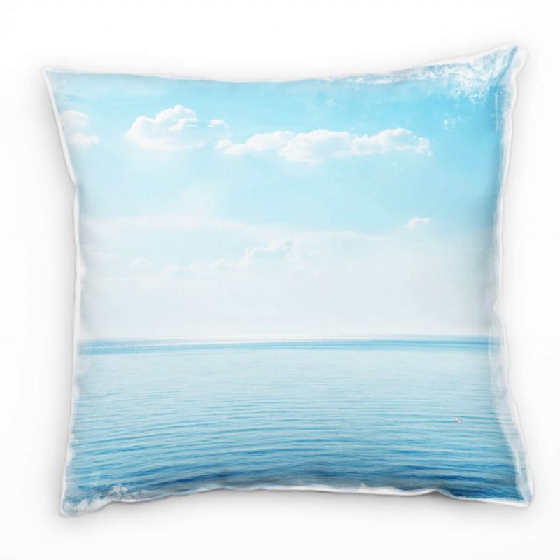 Meer, blau, weiß, Wolken, glatte Wasseroberfläche Deko Kissen 40x40cm für Couch Sofa Lounge Zierkiss