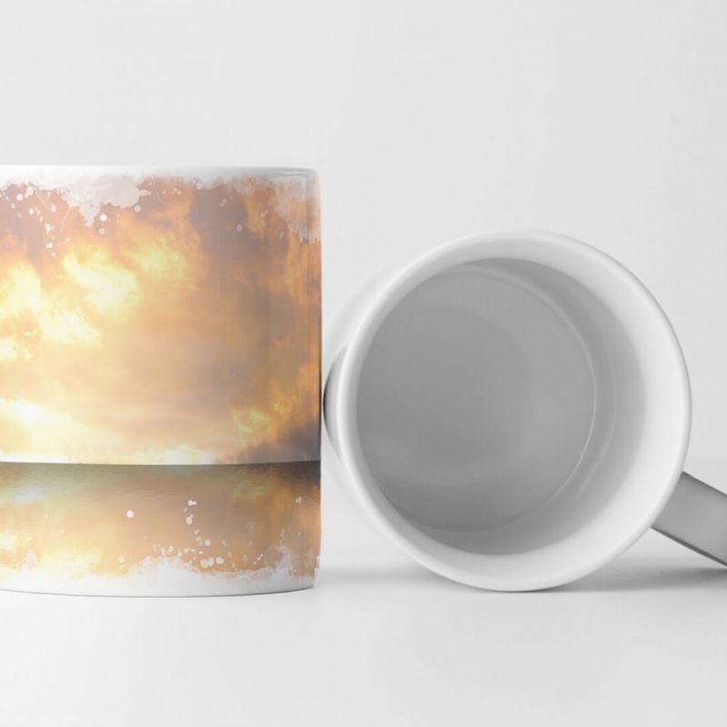 Tasse Geschenk Landschaftsfotografie – Spiegelndes Meer mit Opalhimmel