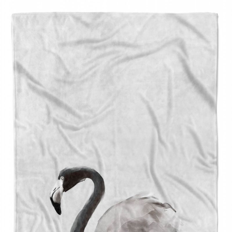 Handtuch Strandhandtuch Saunatuch Kuscheldecke Grau Flamingo Motiv