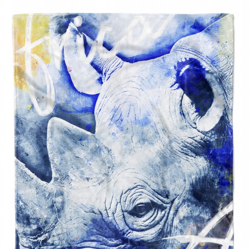 Handtuch Strandhandtuch Saunatuch Kuscheldecke SplashArt Tier Serie Kunstvoll Rhino Motiv