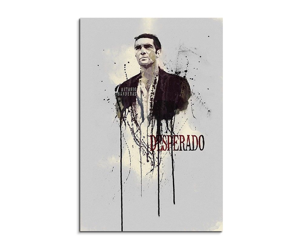 Antonio Banderas 90x60cm Aquarell Art Wandbild auf Leinwand fertig gerahmt Original Sinus Art