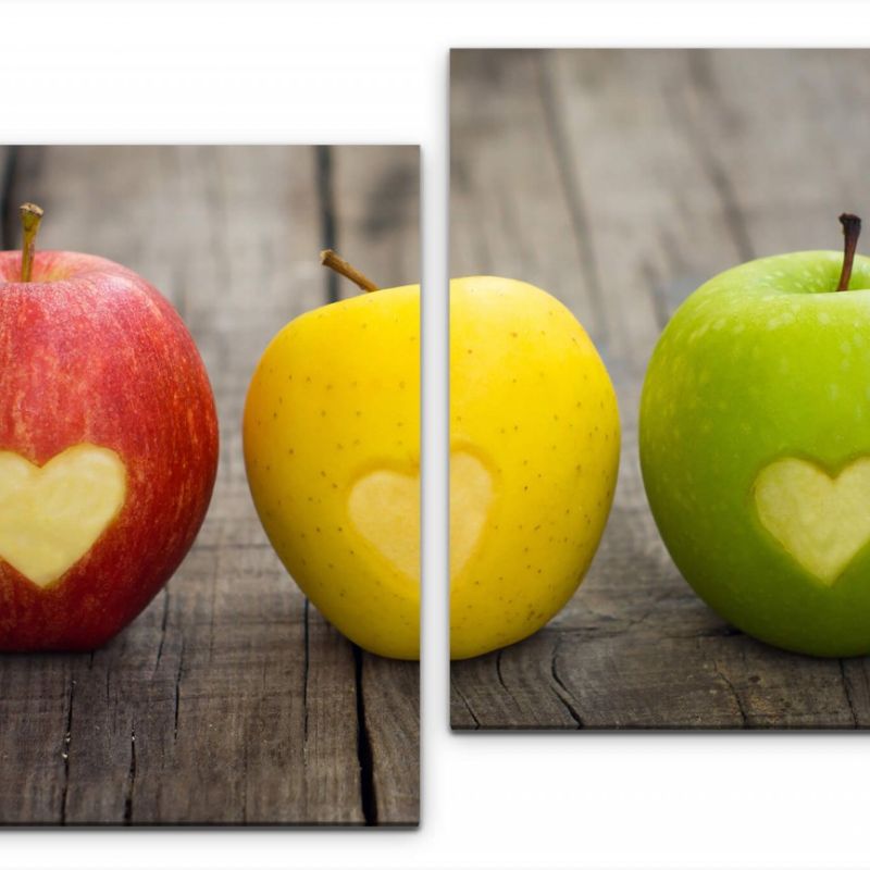 Äpfel auf Holztisch Wandbild in verschiedenen Größen