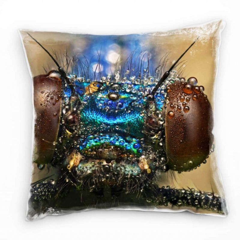 Macro, Tiere, braun, blau, Insekt, Augen Deko Kissen 40x40cm für Couch Sofa Lounge Zierkissen