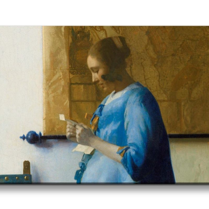 Remaster 120x60cm Johannes Vermeer weltberühmtes Gemälde Woman Reading a Letter zeitlose Kunst Klass