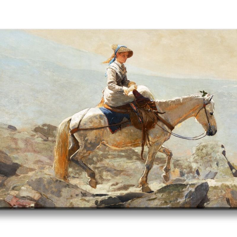 Remaster 120x60cm Winslow Homer weltberühmtes Wandbild The Bridle Path junge Dame mit Pferd