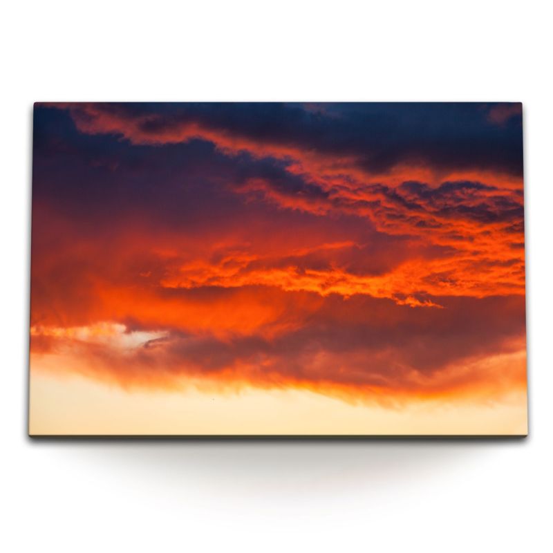 120x80cm Wandbild auf Leinwand Roter Himmel Wolken Abendrot Rot