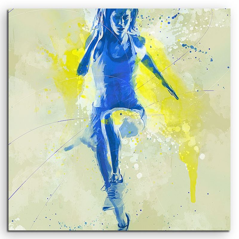 Running Woman 60x60cm SPORTBILDER Paul Sinus Art Splash Art Wandbild Aquarell Art