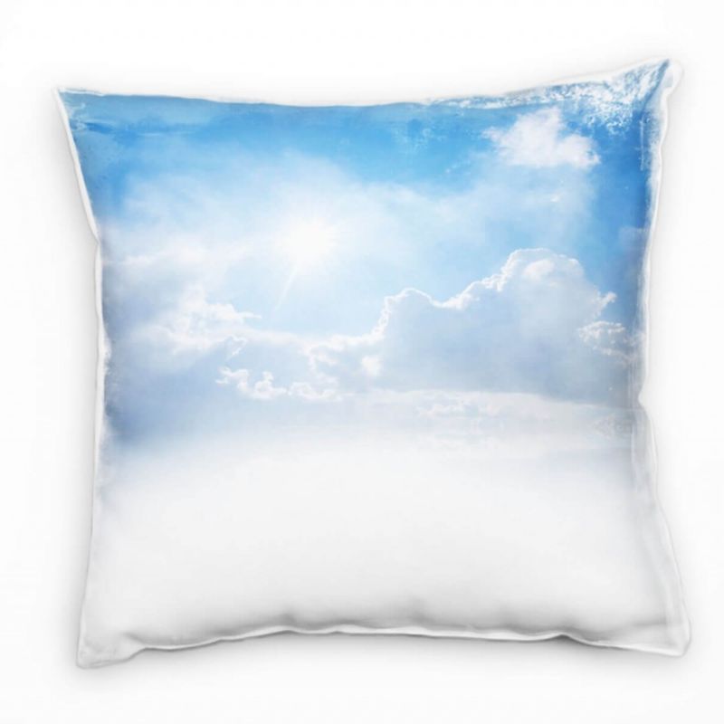 Natur, blau, weiß, Himmel, Sonnenschein, Wolken Deko Kissen 40x40cm für Couch Sofa Lounge Zierkissen