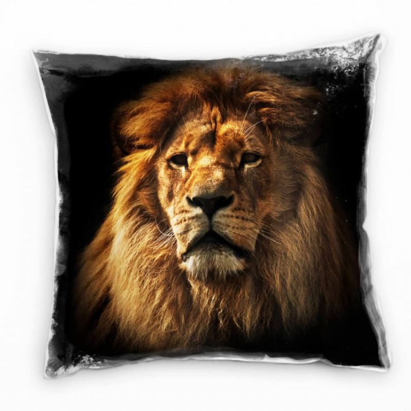 Tiere, braun, schwarz, Löwe, Portrait, Afrika Deko Kissen 40x40cm für Couch Sofa Lounge Zierkissen