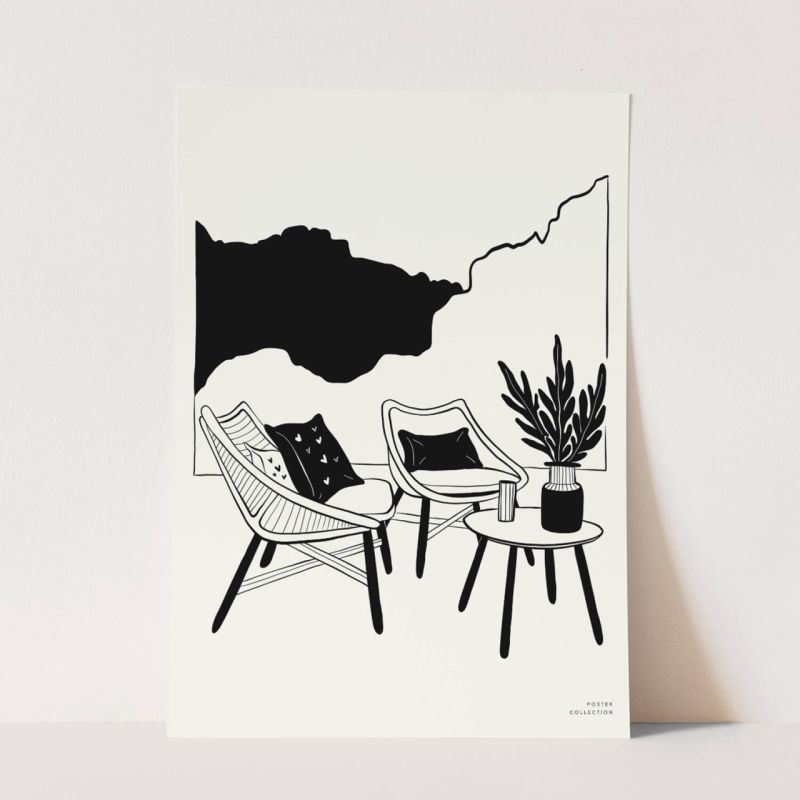 Graphische Kunst Modern Dekorativ Illustration Minimal Schwarz Weiß