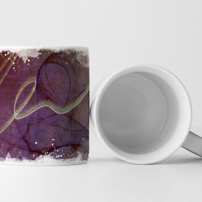 Tasse Geschenk Bordeauxviolett und hellgelber Streifen