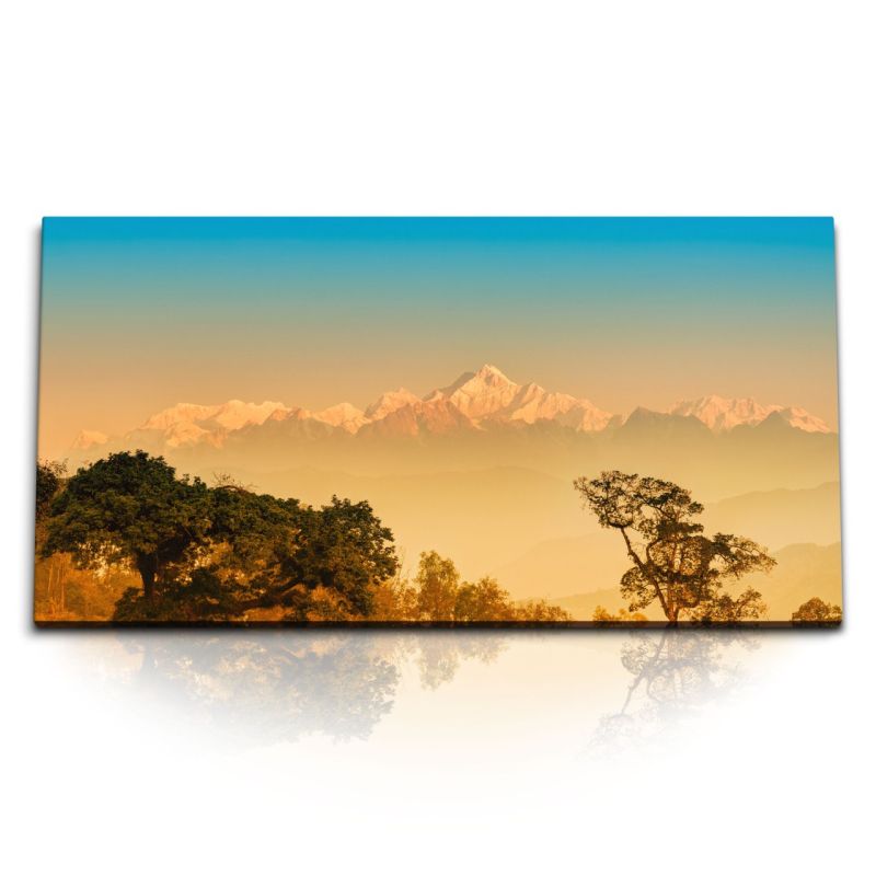 Kunstdruck Bilder 120x60cm Kangchendzönga Gebirge Indien Berge Natur Landschaft