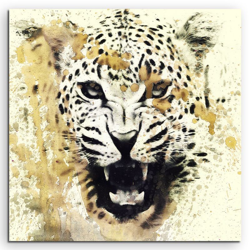 Leopard 60x60cm  Aquarell Art Leinwandbild