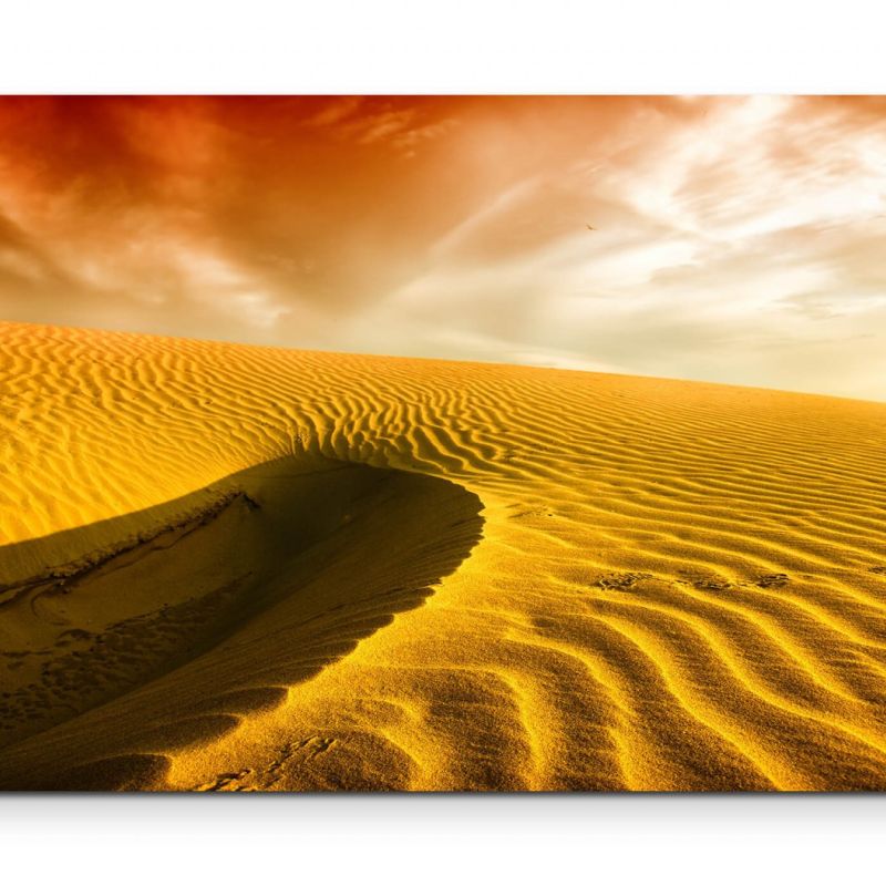 Sanddünen einer Wüste in der Abenddämmerung – Leinwandbild