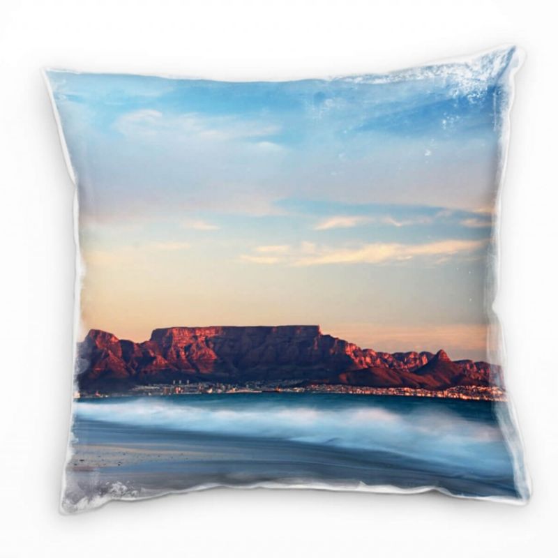 Landschaft, Meer, blau, orange, Kapstadt, Sonnenaufgang Deko Kissen 40x40cm für Couch Sofa Lounge Zi