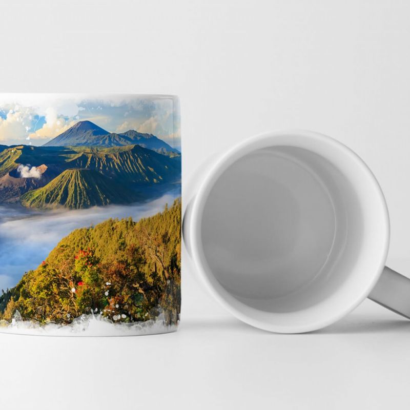 Tasse Geschenk Landschaftsfotografie – Mächtiger Bromo Vulkan bei Sonnenaufgang Indonesien