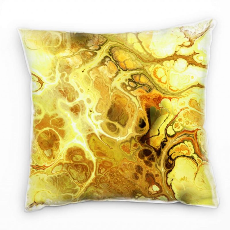 Abstrakt, gemalt, gold, gelb, braun Deko Kissen 40x40cm für Couch Sofa Lounge Zierkissen