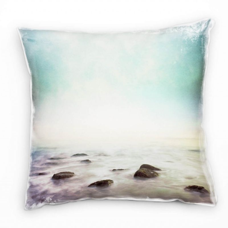 Strand und Meer, Vintage, Nebel über dem Meer Deko Kissen 40x40cm für Couch Sofa Lounge Zierkissen